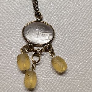 Gold Bezel Set Clear Glass Stone Scarab Egyptian Beetle Pendant Necklace Diy